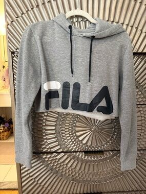 Fila Gray Hoodie with Navy Logo Trim